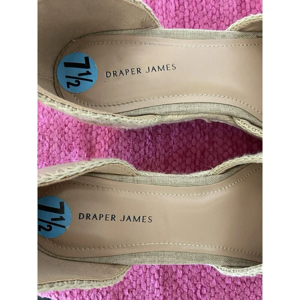 Draper James Iris Espadrille Wedge Heels Ankle Strap Natural Tan Canvas Size 7.5